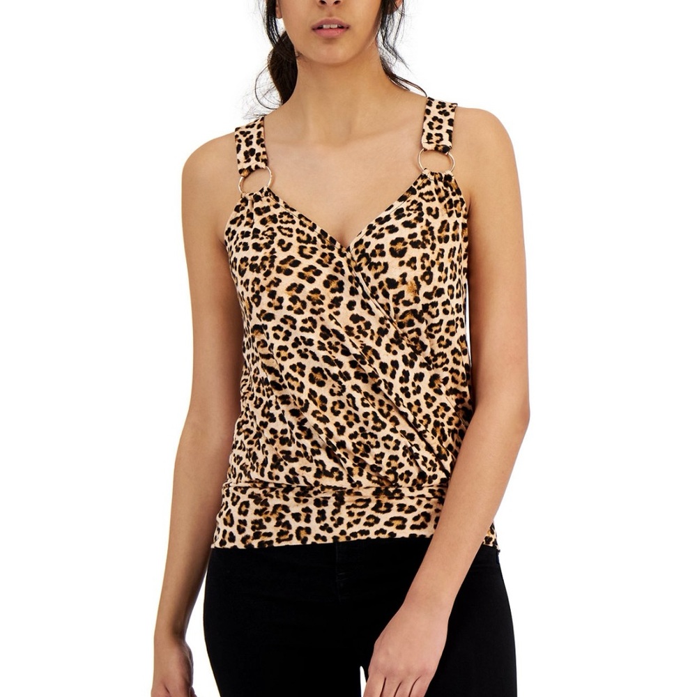 INC International Concepts Woman’s Leopard print ring detail top!
